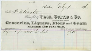 NEVADA - AUSTIN - LEBENSMITTEL SCHNAPS ETC BILLHEAD 1876 - Bild 1 von 1