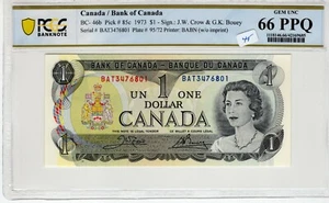 Canada 1973 1 Dollar PCGS Banknote Certified Gem UNC 66 PPQ BC-46b 85c BAT - Picture 1 of 2