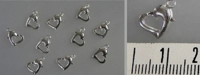 10 Stück Karabiner in Herzform Neusilber 12 mm (31585) - Bild 1 von 2