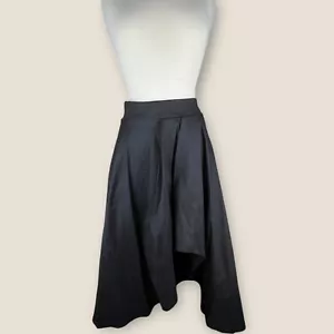 Haute Monde Womens Hi Low Taffeta Skirt Gothcore Black Flared Sz Large Steampunk - Picture 1 of 17