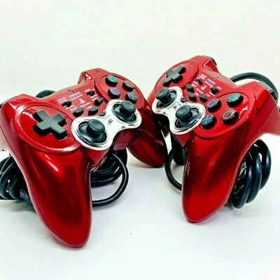 HORI PAD PS2 Turbo Controller Gamepad Red Japan 2Set - Image 1 of 4