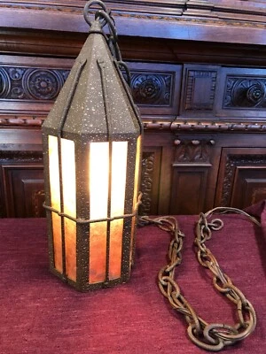 MICA LAMP CO Craftsman Pendant STORYBOOK  TAVERN HANGING LIGHT & 50" CHAIN SB41 - Image 1 of 4