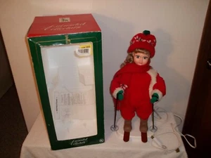 Vtg RARE SANTA'S BEST ANIMATED CHRISTMAS SNOW SKI GIRL IN BOX 21" Tall Working - Picture 1 of 12
