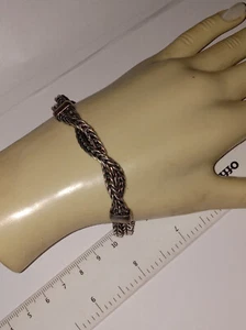 "POLAND AB" 925 2 STRAND WHEAT CABLE 10MM X 7 1/4" BRACELET, 26.6 GRAMS - Picture 1 of 6
