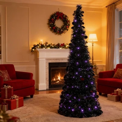 Árbol de oropel artificial de Navidad emergente de 5 pies 100 luces decoración Foto 1 de 4