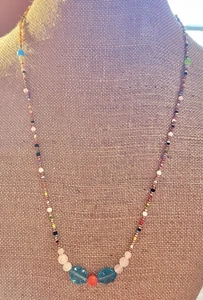 Collana Vintage Perline Colori Sud Occidentali Stile Nativi Americani Semi Perline BOHO - Foto 1 di 10