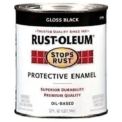 Rust-Oleum 7779504 защитная эмаль краска останавливает ржавчину, 32 унции, глянцевый черный - Изображение 1 из 2