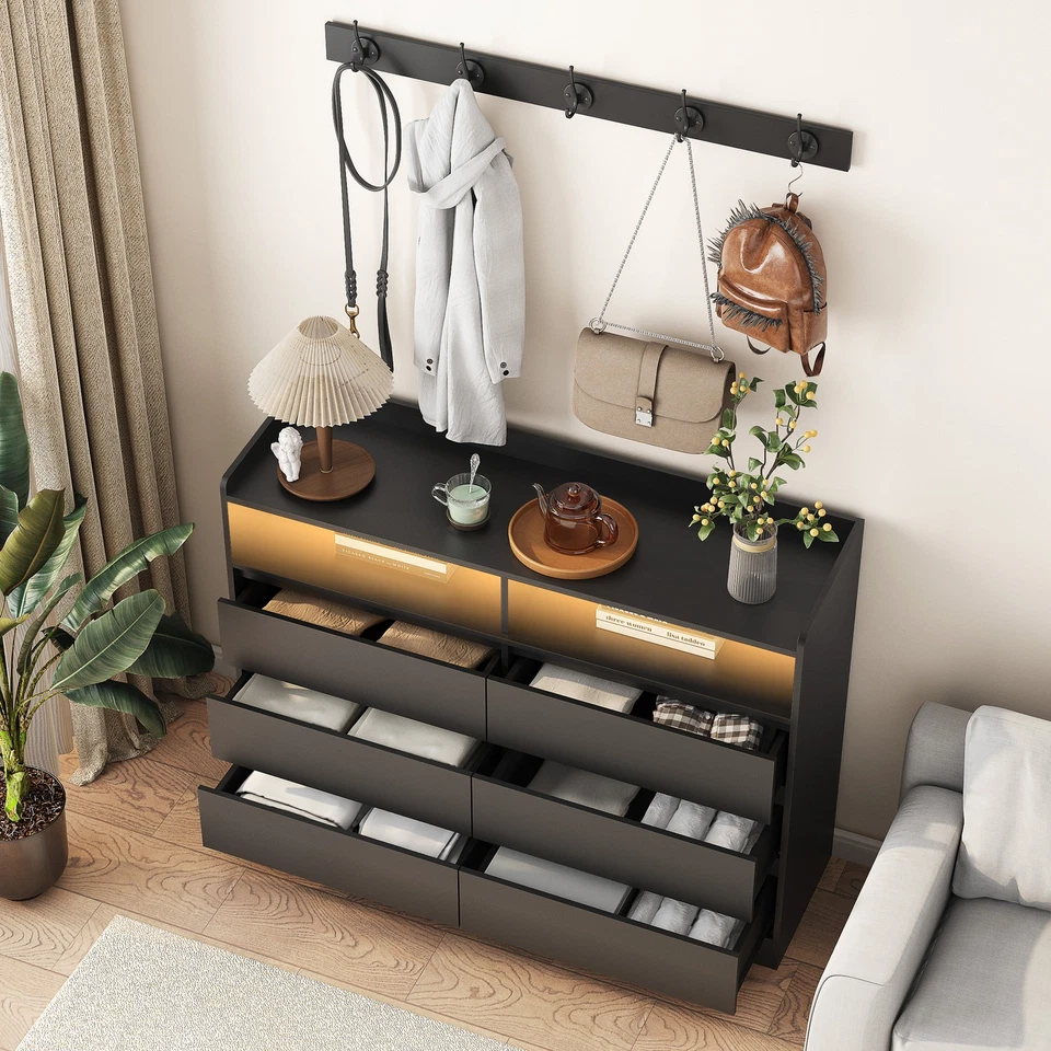 Cómodas y cajones con luz LED y toma de corriente de entrada con 6 cajones NUEVO Foto 1 de 4