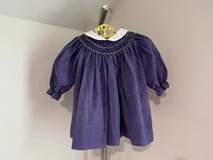 Vintage The Smockery gesmoktes Kleinkind Mädchen 2T lila Langarm Kleid Kreis - Bild 1 von 9