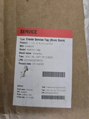 Kitchenaid built In low profile Microwave-NEW - Image 1 of 4