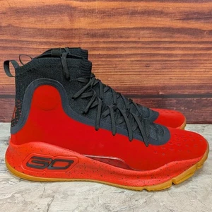 Under Armour Curry 4 Men's 11 Red Rogue Black Gum Basketball Shoes 1298306-603 - Picture 1 of 9