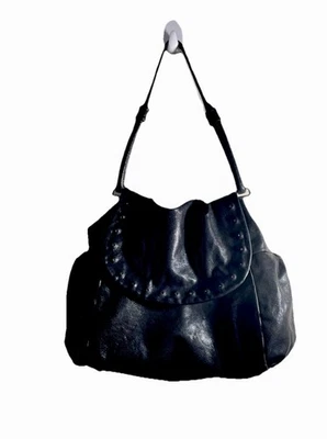 Tre Vero Black Leather Handbag with Silver Accents Purse - Image 1 of 4