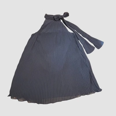 Женское плиссированное платье с бретелью через шею Oleg Cassini размер 10 темно-синее мини-платье - Изображение 1 из 4