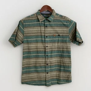 HippyTree Hemd Herren M grün grau gestreift Kurzarm Outdoor Freizeit Gorpcore - Bild 1 von 8