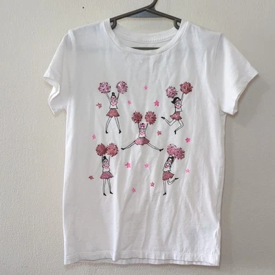 Crewcuts J Crew Kids Cheerleader Graphic T-Shirt White Pink Girls Size S 6-7 - Image 1 of 4