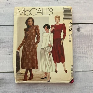 McCalls 4472 Sewing Pattern Dress Long Sleeve Dropped Waist Miss 14 UNCUT - Picture 1 of 3