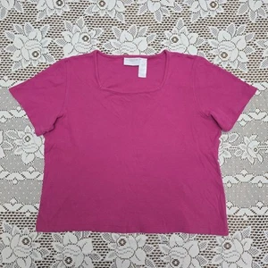 Liz Claiborne Lizsport 100% Cotton Top L Pink Tee Women's Square Neck T-shirt - Picture 1 of 5