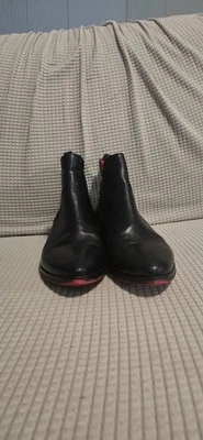 Stylish Black Leather Ankle Boots with Red Sole Giordana F Size 40 - Image 1 of 4