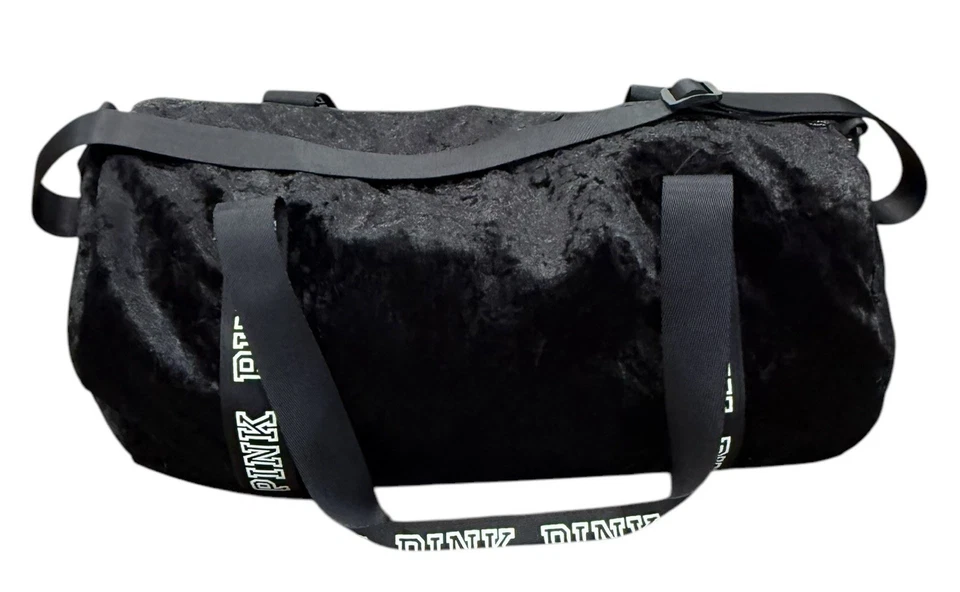 Bolso de Lona Victorias Secret ROSA Terciopelo Terciopelo Logo Negro Suave Foto 1 de 4