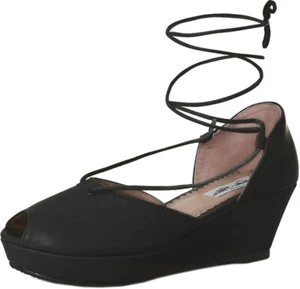 Lulu Hun JOANNA Vintage LACE UP Peeptoe WEDGES Keilabsatz Pumps Black Rockabilly - Bild 1 von 3