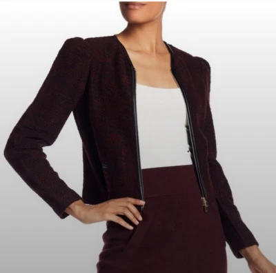 Chaqueta tejida Club Monaco BROGUNDY Braxlee talla 8 nueva con etiquetas Foto 1 de 4