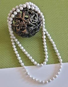 Echte weiße, lange ENDLOS - PERLENKETTE - Perlen Dm 10-12mm - Länge ca.125cm - Bild 1 von 4