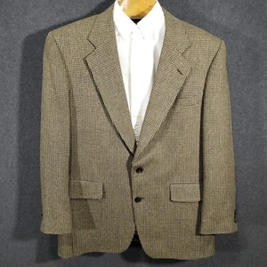 Jos A Bank Sport Coat Mens 42R Silk Wool Golden Tan Herringbone Blazer Vintage - Picture 1 of 15
