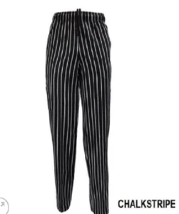 Classic Chalk-stripe Chef Pants 3 Pocket Heavy Duty Kitchen Chef Wear 2032CS - Picture 1 of 5