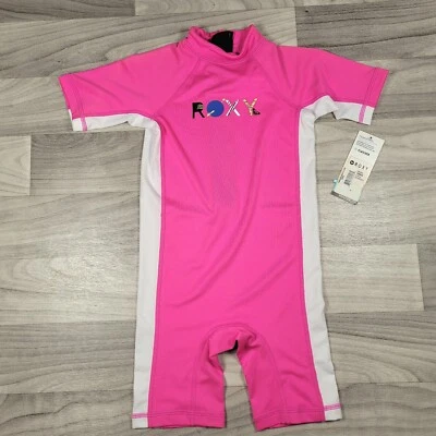 Roxy девочек размер 4 так Sandy Springsuit 1 шт. UPF 50 + солнце защитить купальник розовый новый с Ярлыками - Изображение 1 из 4