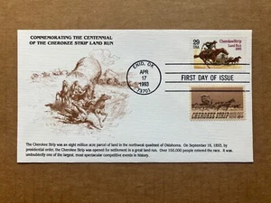 1993 29c Cherokee Strip Land Run 2754 KMC Venture Combination FDC - 2 Stamps - Picture 1 of 2