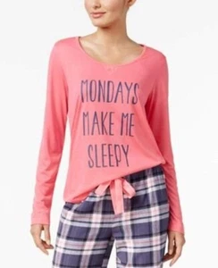 Jenni by Jennifer Moore Womens Graphic-Print Pajama Top Pink Sleepy Mondays XXL - Picture 1 of 1