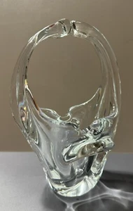 Vintage Toscany Collection Heavy Clear Hand Blown Art Glass Basket Ashtray Vase - Picture 1 of 8