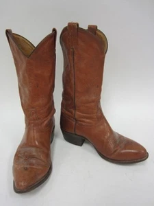 Tony Lama Men's Brown Leather Cowboy Western Boots Sz 9 D FREE SHIPPING - Picture 1 of 9