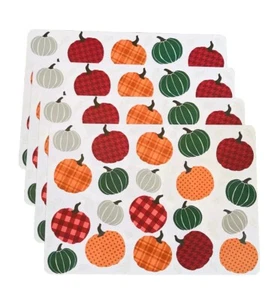Placemats PUMPKINS Set of 4 Plastic Multiple Color & Design Pumpkins 12”x17” NEW - Picture 1 of 4