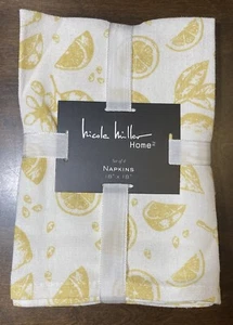 X4 Nicole Miller Home NEW!!! Cotton Napkins LEMON Citrus 18” - Picture 1 of 7