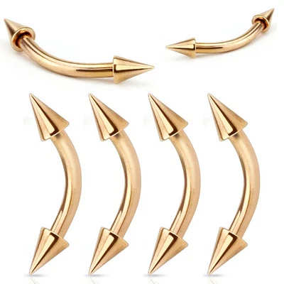 Anillo para cejas piercing labio barra curva de acero quirúrgico con picos IP de oro rosa de 4 piezas 16 g Foto 1 de 2