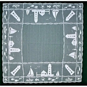 Heritage Lace Harbor Lights White Table Topper 41" X 41" Tablecloth Den Bedroom - Imagen 1 de 4