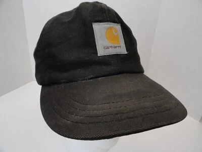 Carhartt Vintage 90s Faded Black Winter Hat USA Made Sz M Red Lining Ear Flaps - Image 1 of 4