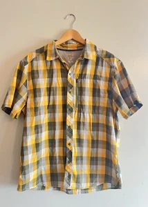 MOUNTAIN HARDWEAR M's giallo grigio camicia a quadri manica bottoni davanti camicia grande - Foto 1 di 4