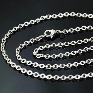 Edelstahl Halskette 50 CM Kette 3 MM Stärke Silber Farbe Karabiner Verschluß NEU - Bild 1 von 3