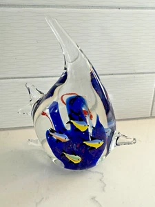 Art Glass Paperweight Fish Shaped Angel Tropical Aquarium Decor 6.5" - Picture 1 of 6