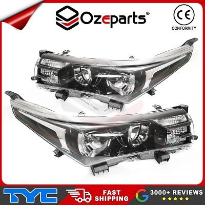 Set Pair LH+RH Head Light Lamp Non LED For Toyota Corolla ZRE172 Sedan 2013~2016 - Image 1 of 4