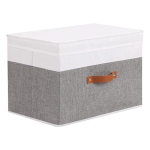 Fabric Storage Boxes With Lids Linen Foldable Cloth Baskets Closet Organizer Con - Picture 1 of 8