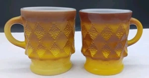 Fire King Anchor Hocking Coffee Mug Cup Kimberly Diamond Brown/Yellow/Green - 2 - Picture 1 of 7