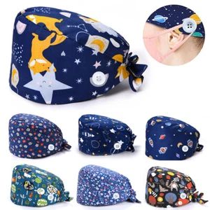 Doctor Nurse Hat Surgical Scrub Cap Adjustable Head Covers Hat With Button new - Picture 1 of 50
