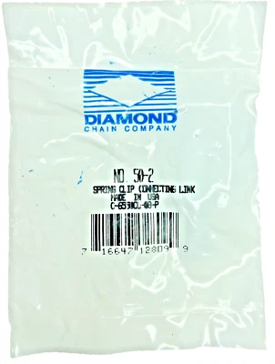 Diamond Chain #50-2 Spring Clip Connecting Link C-6550CL-08-P Part # ASA-50-2-CL