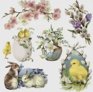 Nuovi tovaglioli di carta stile vintage animali pasquali e fiori primaverili pranzo 20 tovaglioli di carta - Foto 1 di 4