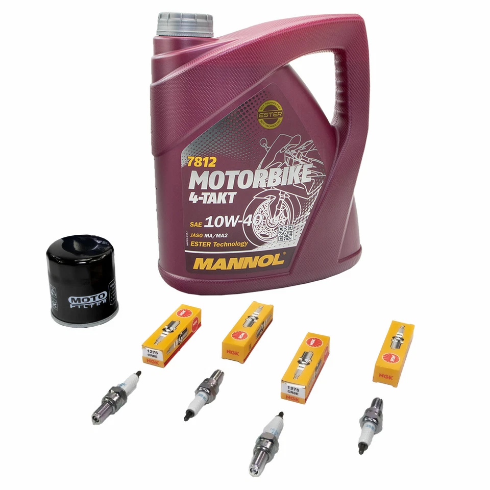 NO-NAME Öl 4L Inspektionspaket für Yamaha XJ 600 N S Diversion 92-03 Ölfilter+Zündkerzen