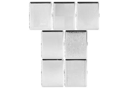 4 Zigarettenetuis Chrom 100mm King Size 16 Zigaretten Metall-Bügel Etui Dose Box - Bild 1 von 4
