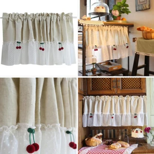 Cherry Lace Half Curtain Cafe Kitchen Cabinet Door Short Curtain Window Drape - Picture 1 of 16